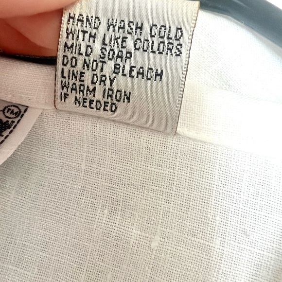 Edward Irish Linen White Collared Shirt, L - Picture 4 of 5